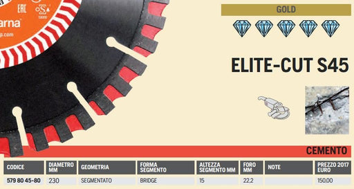 Disco Diamantato Hva 230 Elite-Cut S45 Cemento Husqvarna - EmporiodiAntonio