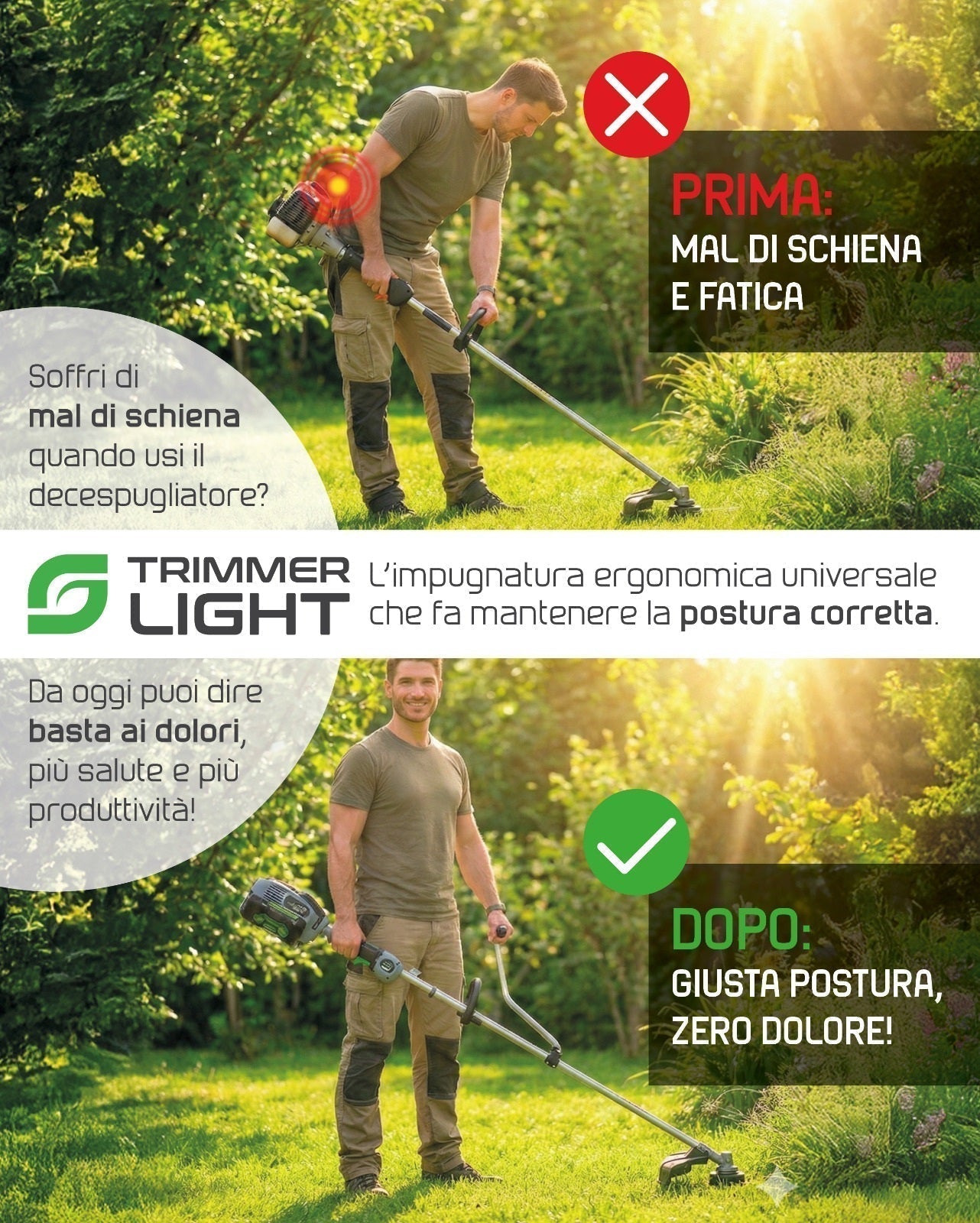 Mal di schiena da decespugliatore? Ecco come correggere la postura (senza cambiare decespugliatore)