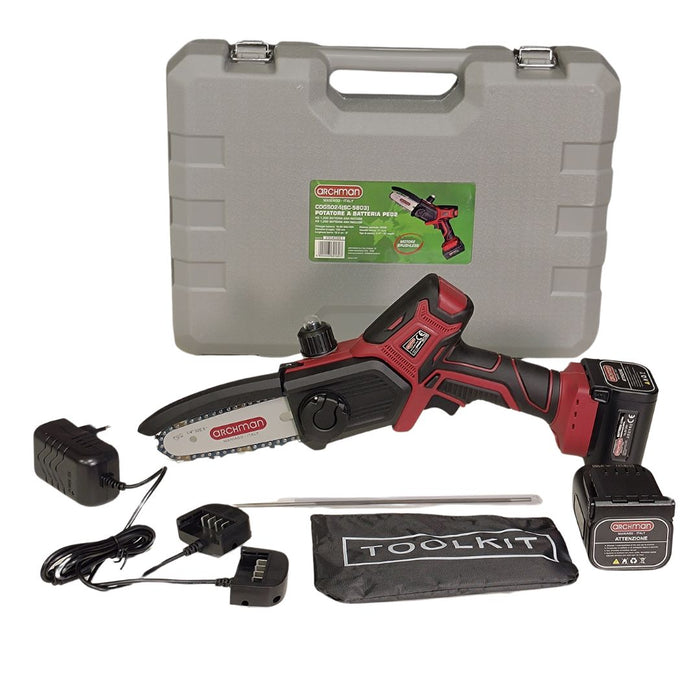 Potatore Elettrico a Catena Archman PE02 barra cm.12 con 2 batterie al litio