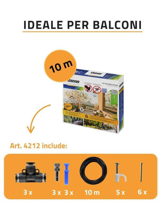 Kit impianto balcone 3 ugelli per sistema Geyser Stocker 4212