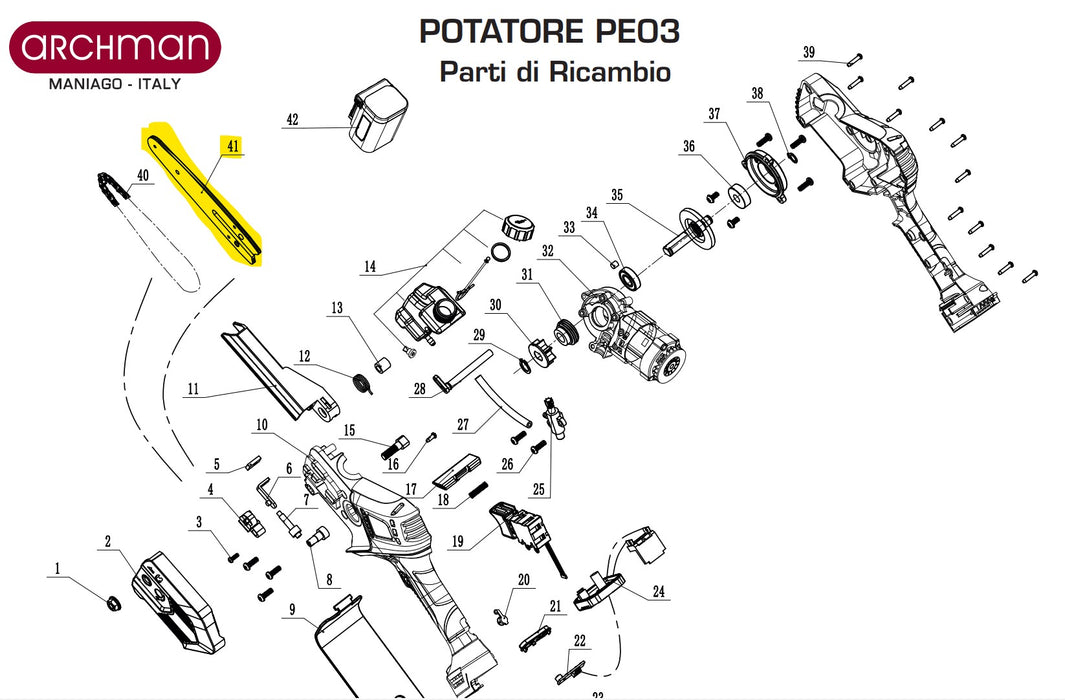 Barra catena da cm.15 per potatore PE03 Archman
