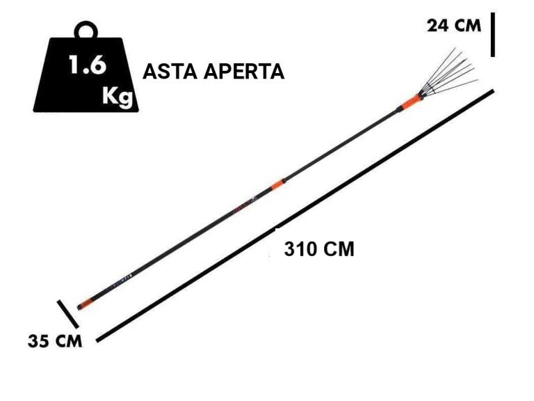 Abbacchiatore Batteria Olive Jolly V34 Asta Telescopica cm.170-310 Alimentazione Batteria Litio + Clip cavo da Cintura Omaggio