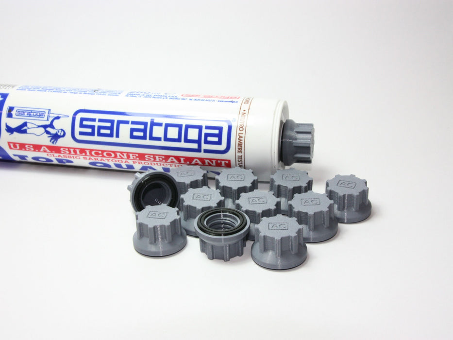 12x Tappi universali per cartuccia silicone con guarnizione - Compatibile Saratoga Bostik