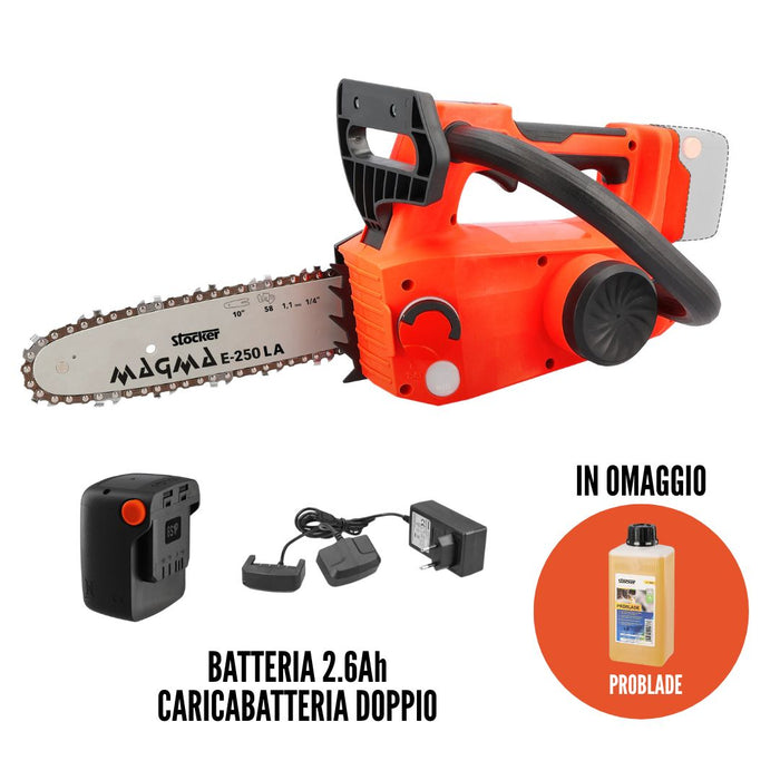 Motosega a Batteria Stocker Magma E-250 con Batteria e Caricabatteria