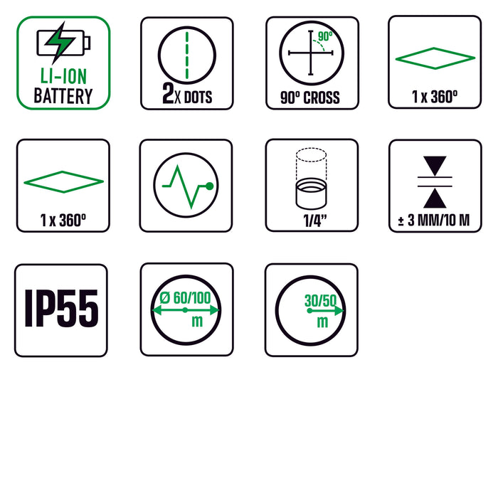 Livella Laser Autolivellante Metrica Bravo Laserbox H360 + 1V + 2 P Green - Raggio Verde