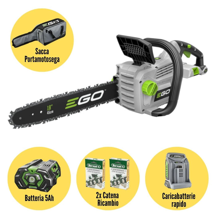 Motosega Batteria Ego Power Plus CS1800E Batteria 56 Volt con batteria e caricabatteria - Barra cm.45