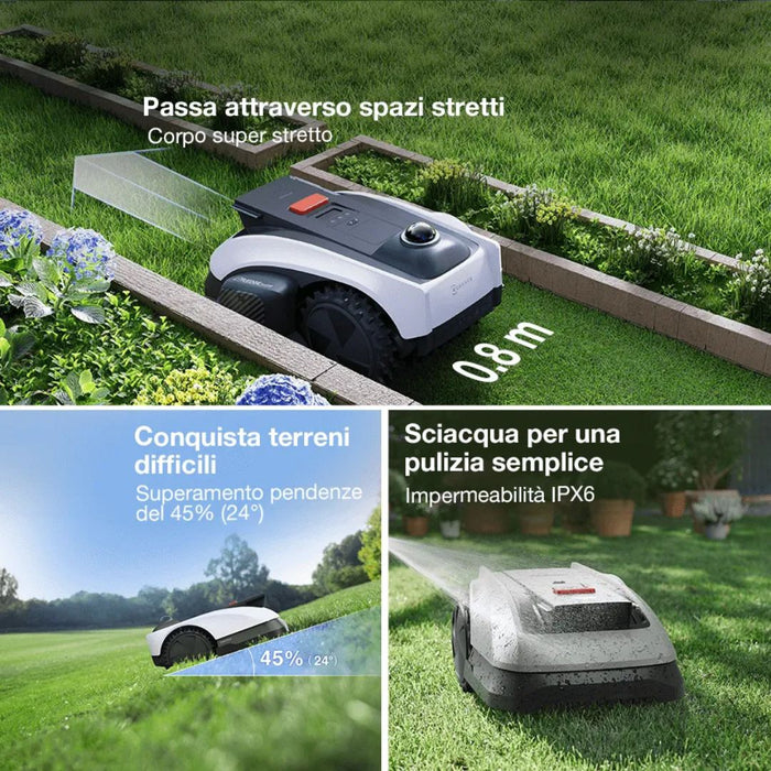 Ecovacs GOAT O1200 LiDAR PRO – Robot Tagliaerba Senza Filo Perimetrale (fino a 1200mq) + Care Kit e Garage Omaggio