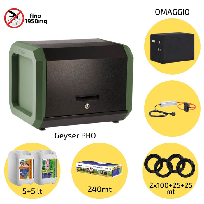 Sistema Antizanzare Professionale Geyser Pro Stocker Completo di impianto fino a 240 metri