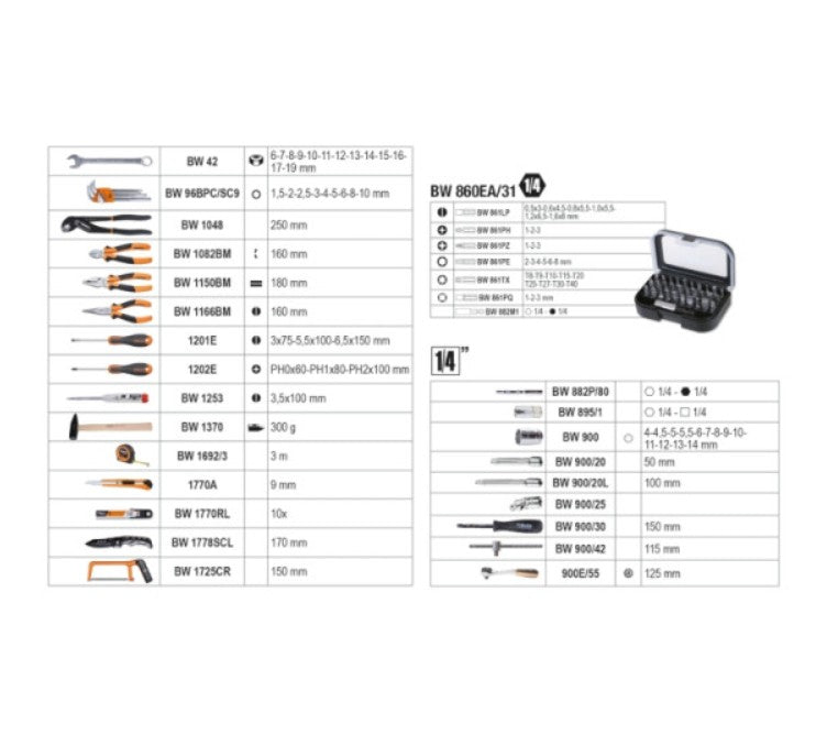 Valigetta Porta attrezzi Beta Worker BW 2054E-100 - con 100 utensili universali