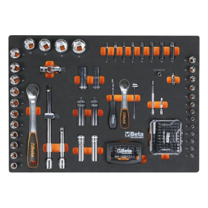 Carrello Portautensili Cassettiera mobile con 6 cassetti e assortimento di 196 utensili Beta C04BOX-A VU