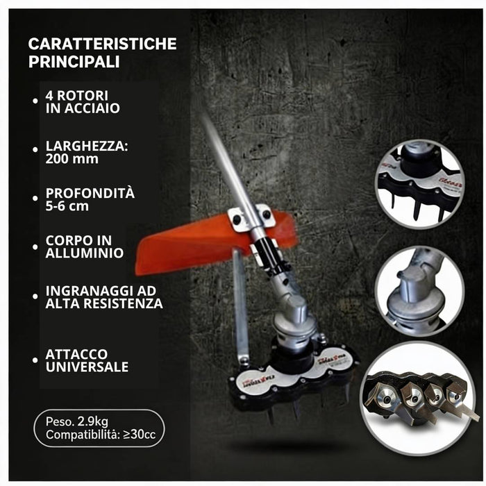 Fresa Universale per Decespugliatore Flexitiller Plus 4 rotori mm.200