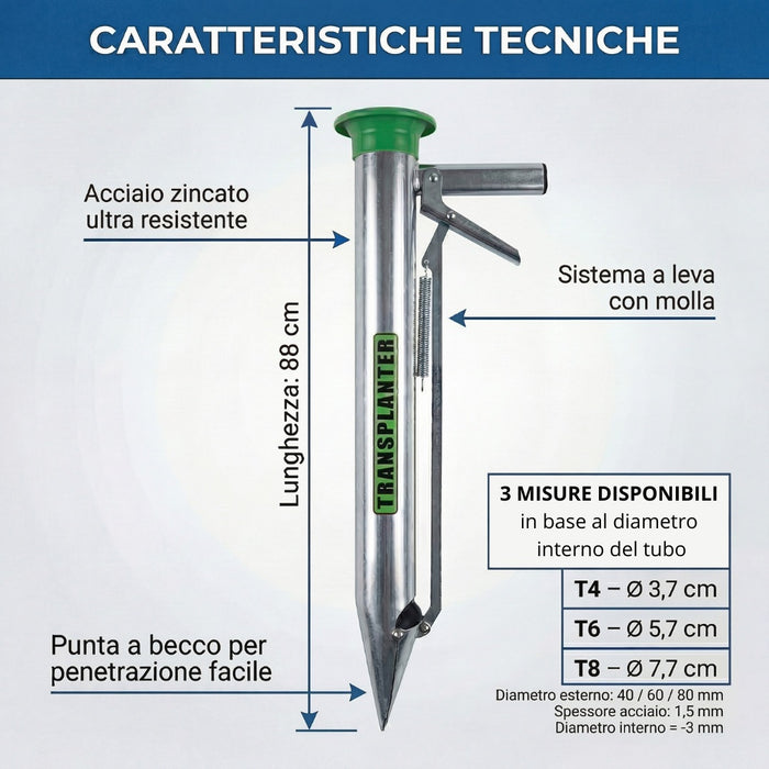 Trapiantatore Piantatore Professionale per Bulbi e Piante Transplanter - ex Bazukka
