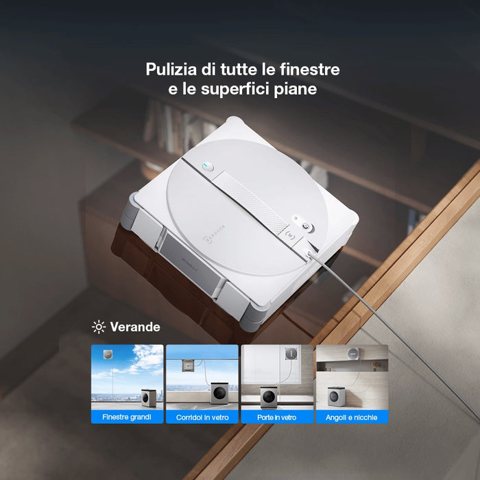 Ecovacs Winbot W3 OMNI – Robot Lavavetri Automatico con Stazione Vortex Wash e Anti-caduta 8.000 Pa