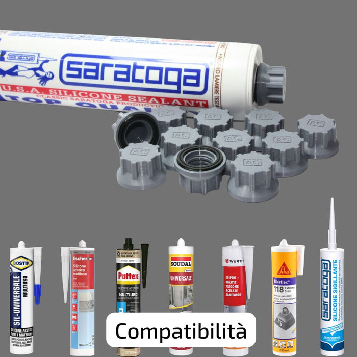 Tappi Universali per Cartucce Silicone (12 pz) con guarnizione di tenuta