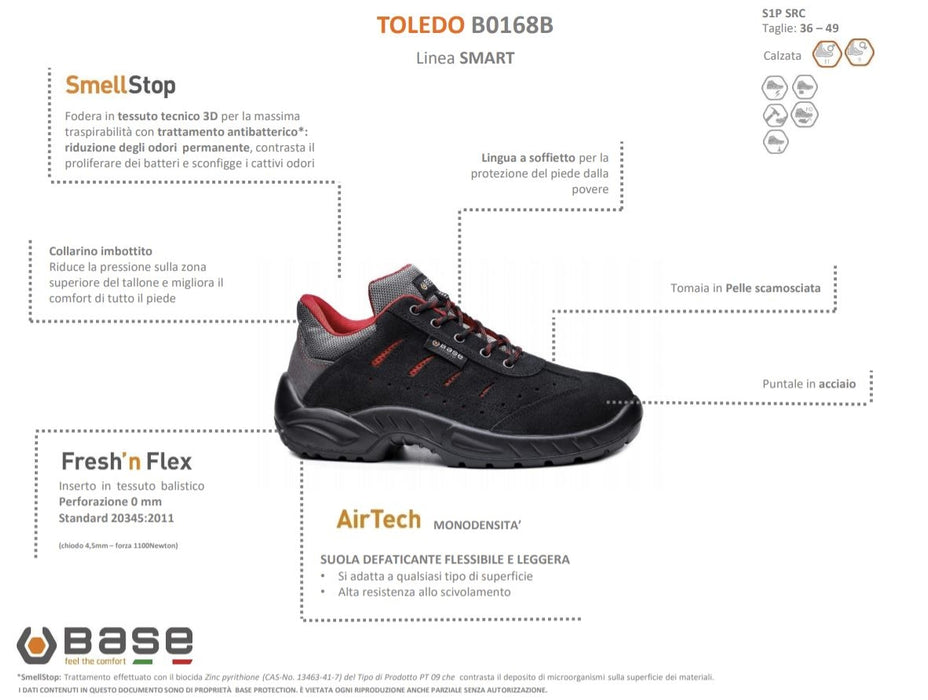Scarpa Antinfortunistica Base Smart Toledo Bassa S1P SRC B0168B - EmporiodiAntonio